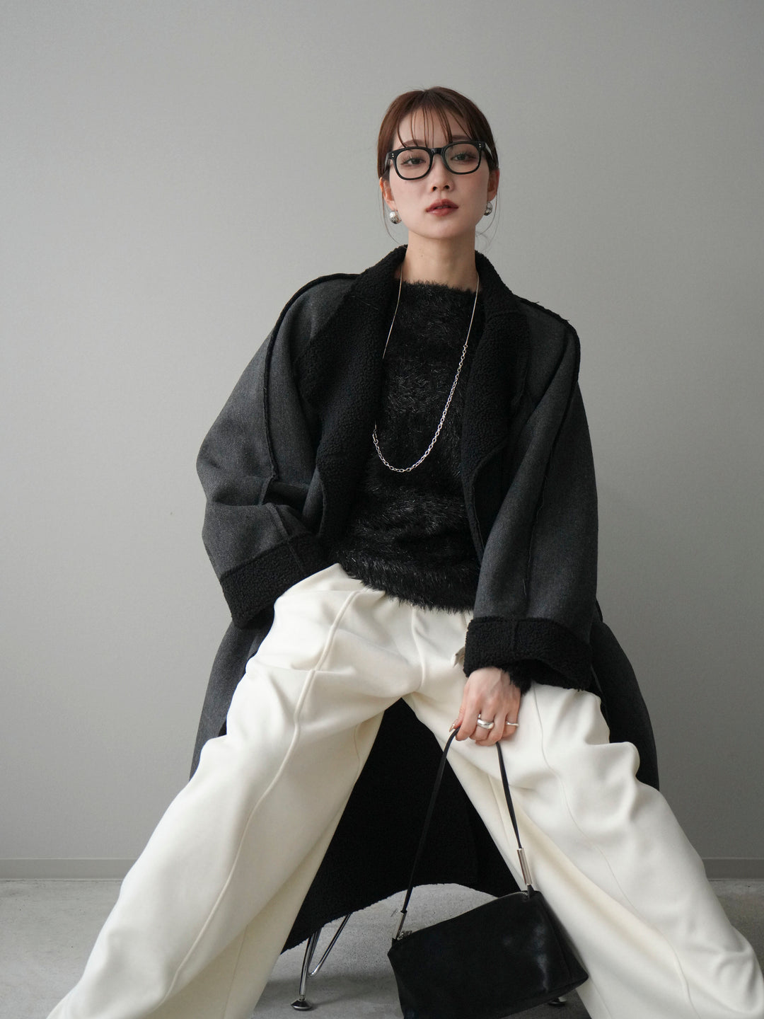 [予約]アウトシーム裏ボアコート/black