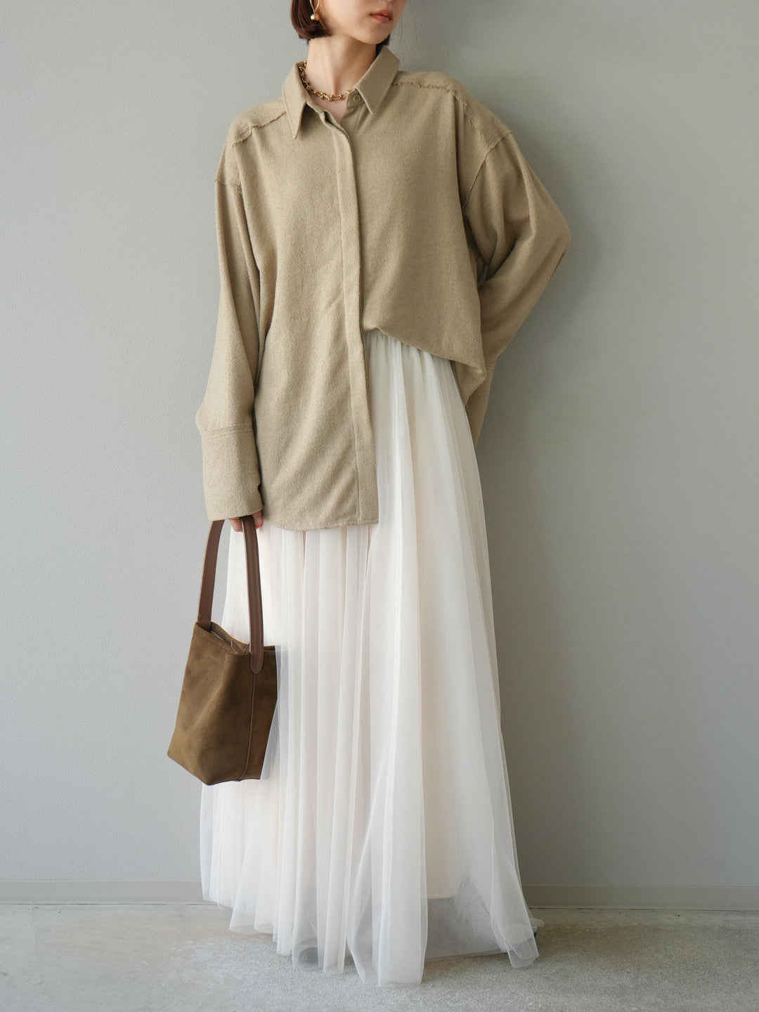 [予約]ネップオーバーシャツ/ベージュ