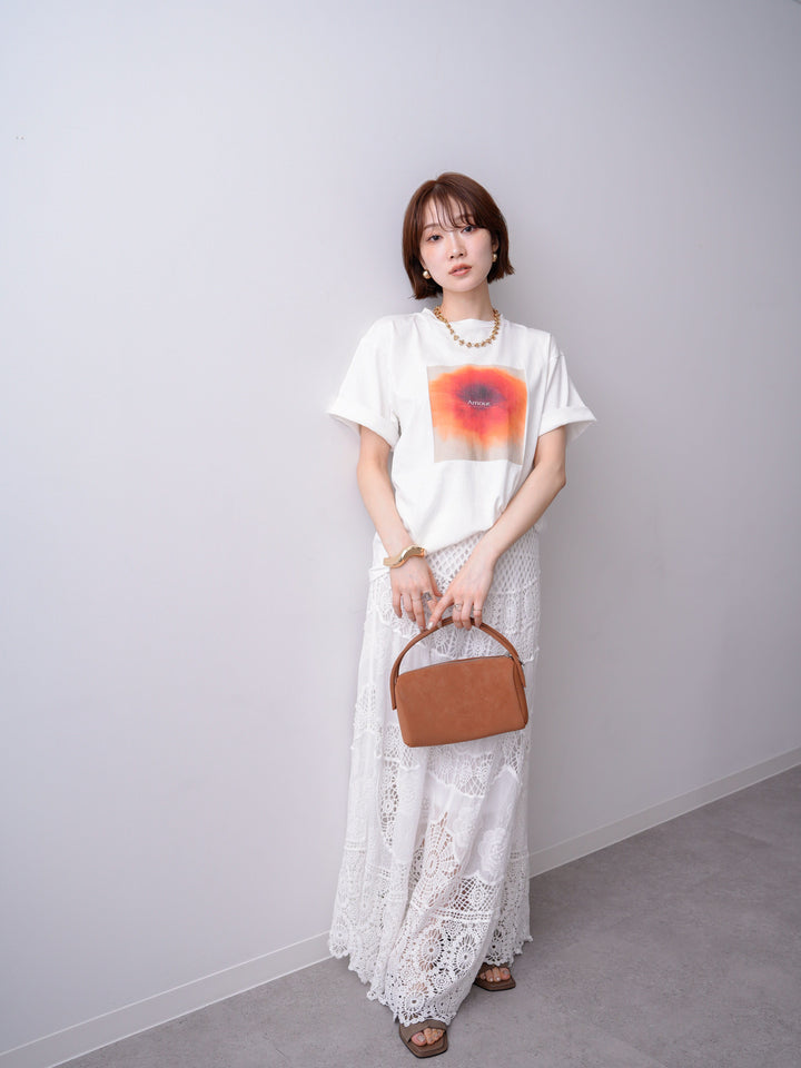[SET]ニュアンスフローラルフォトTEE+クロシェマキシスカート(2set)