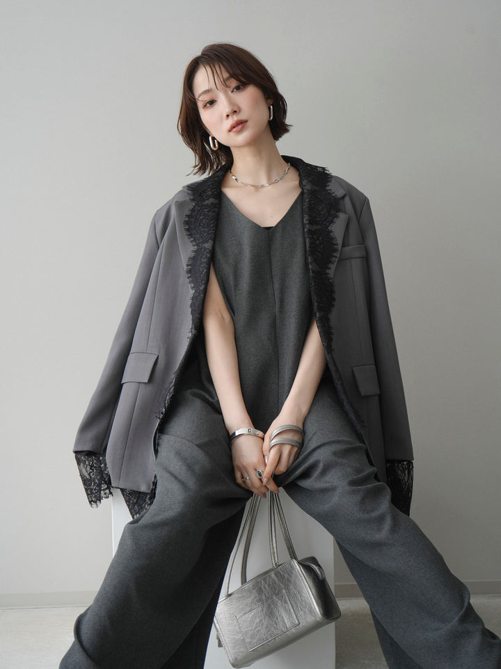 [予約]レースドッキングオーバージャケット/gray