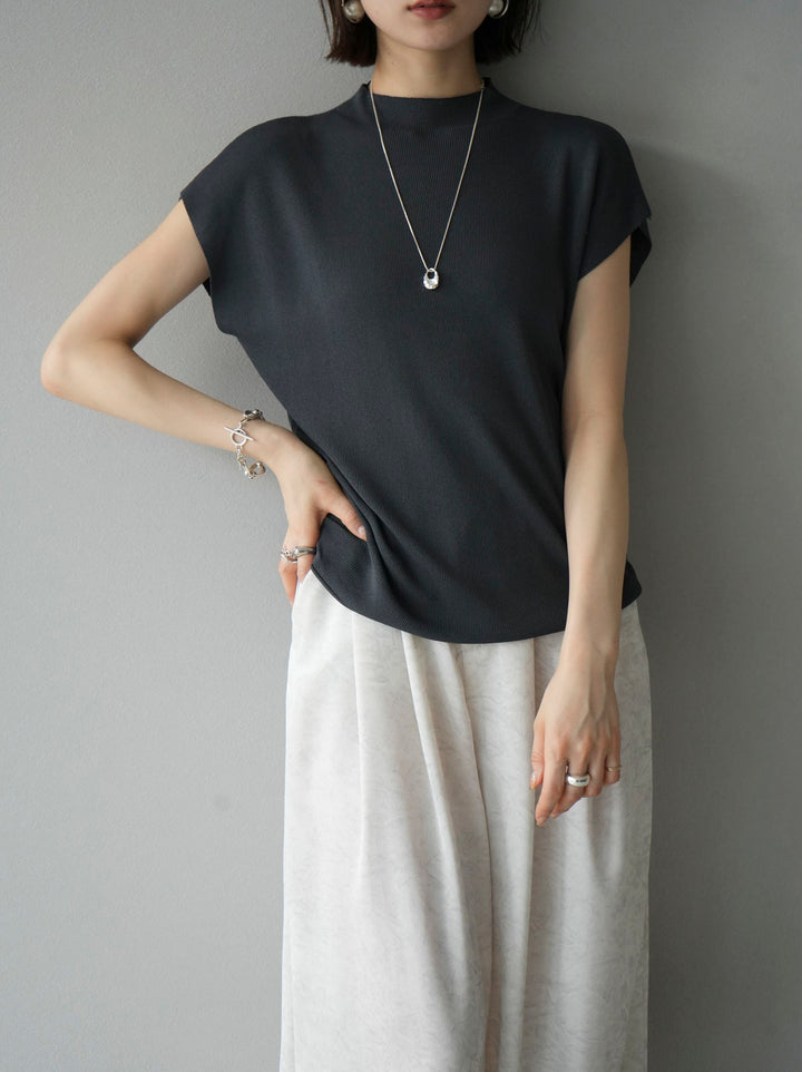 [Pre-order] Petite Neck Side Shirring Summer Knit Top/Gray