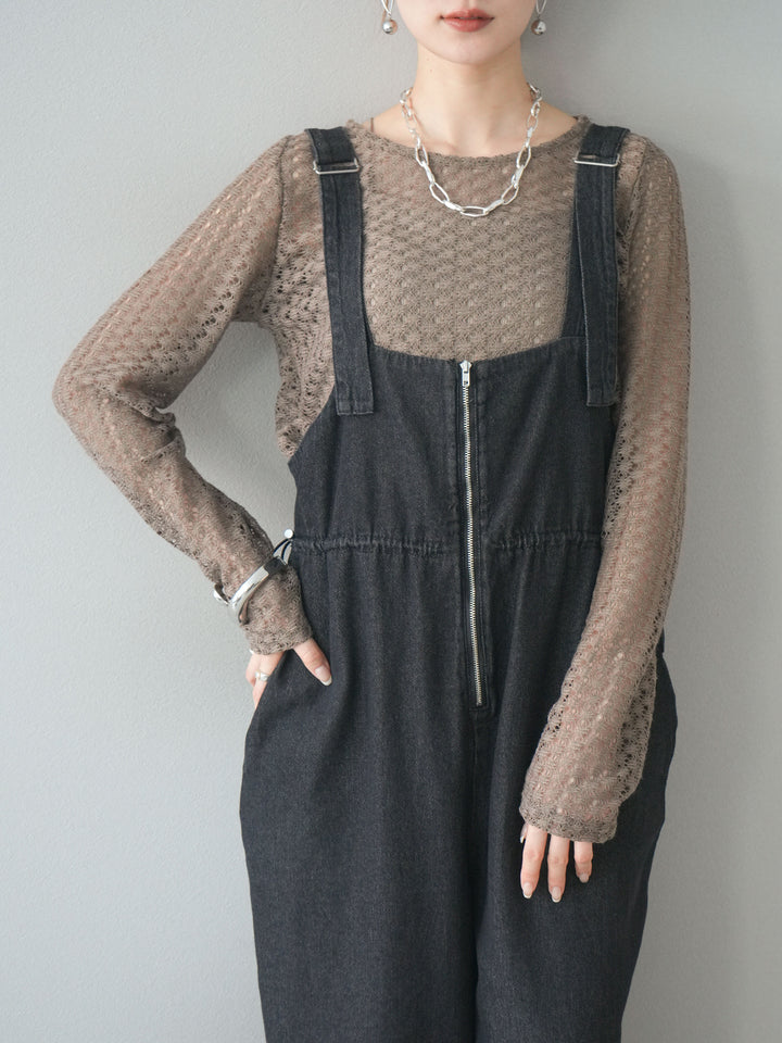 【預購】鏤空上衣/褐色