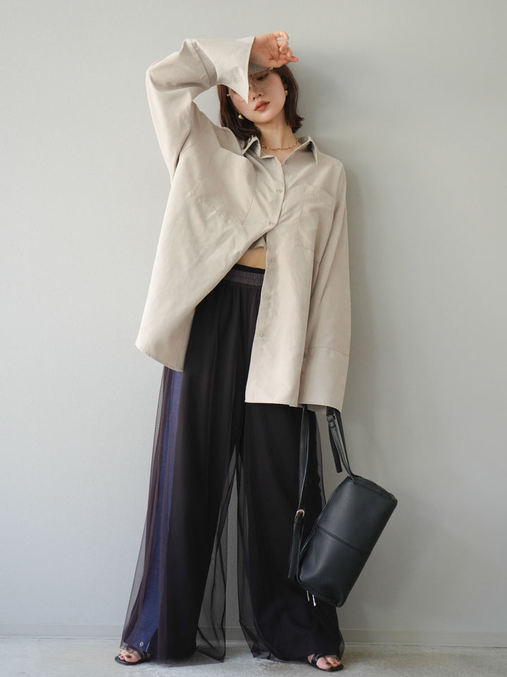 [予約]スエードライクBIGカフスオーバーシャツ/エクリュ