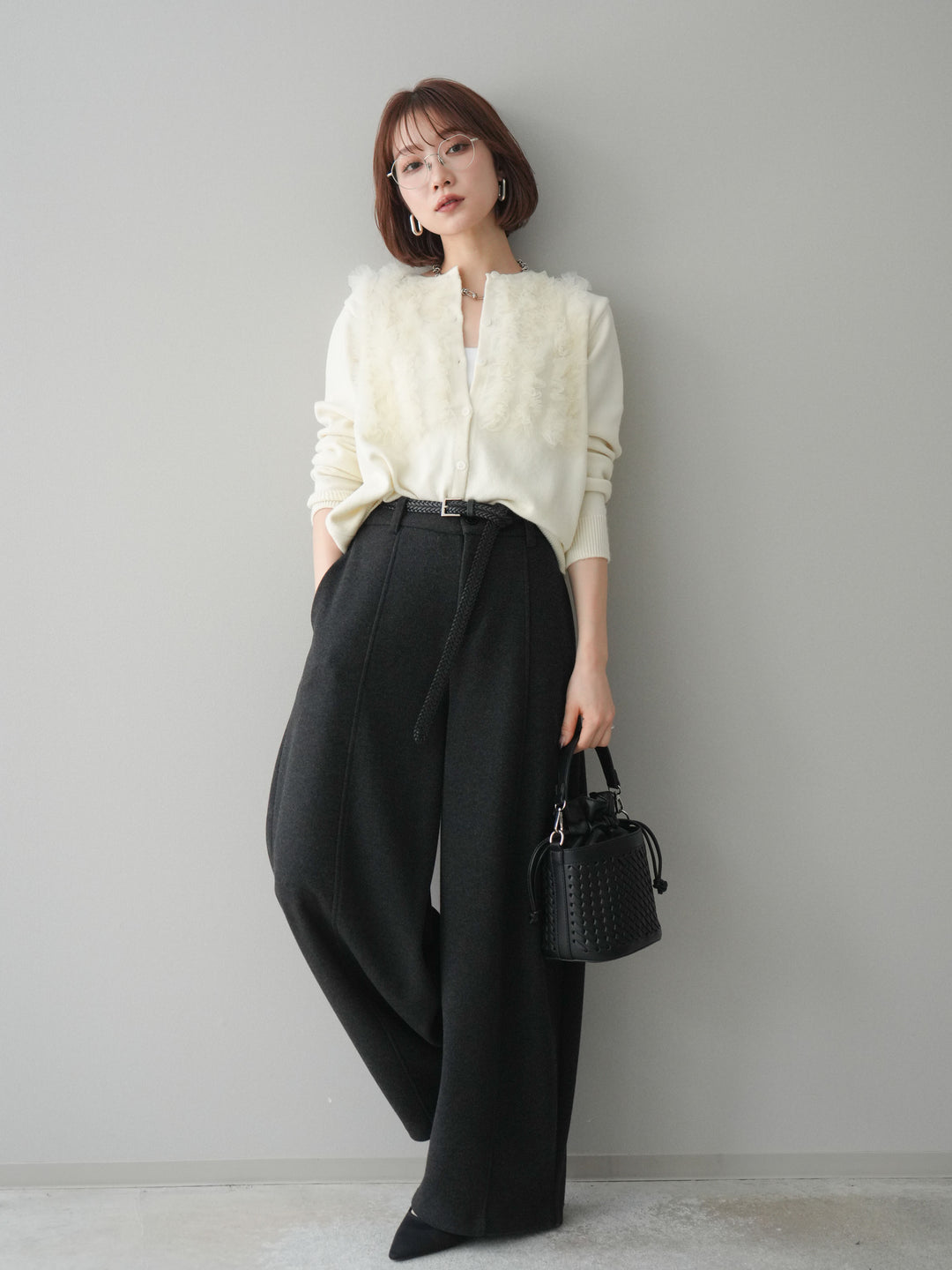 [予約]ウールタッチカーブパンツ/darkgray