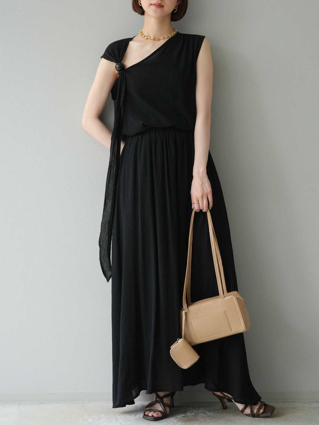 [SET]ビーズモチーフ楊柳ブラウス＆フレアスカートSET UP(2set)