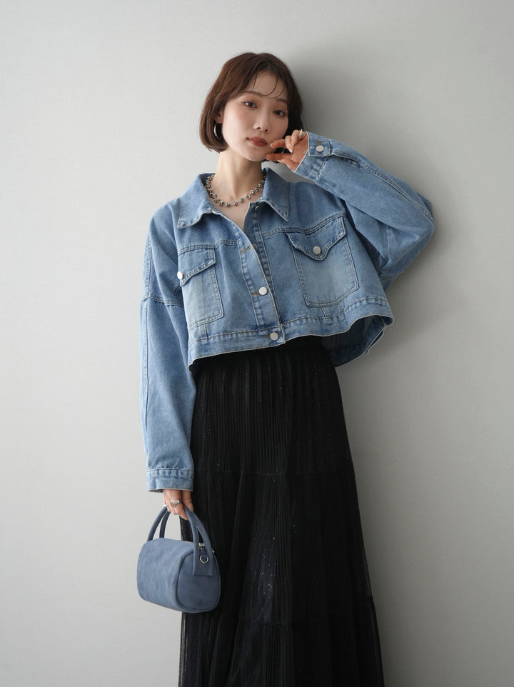[予約]デニムショートシャツジャケット/blue