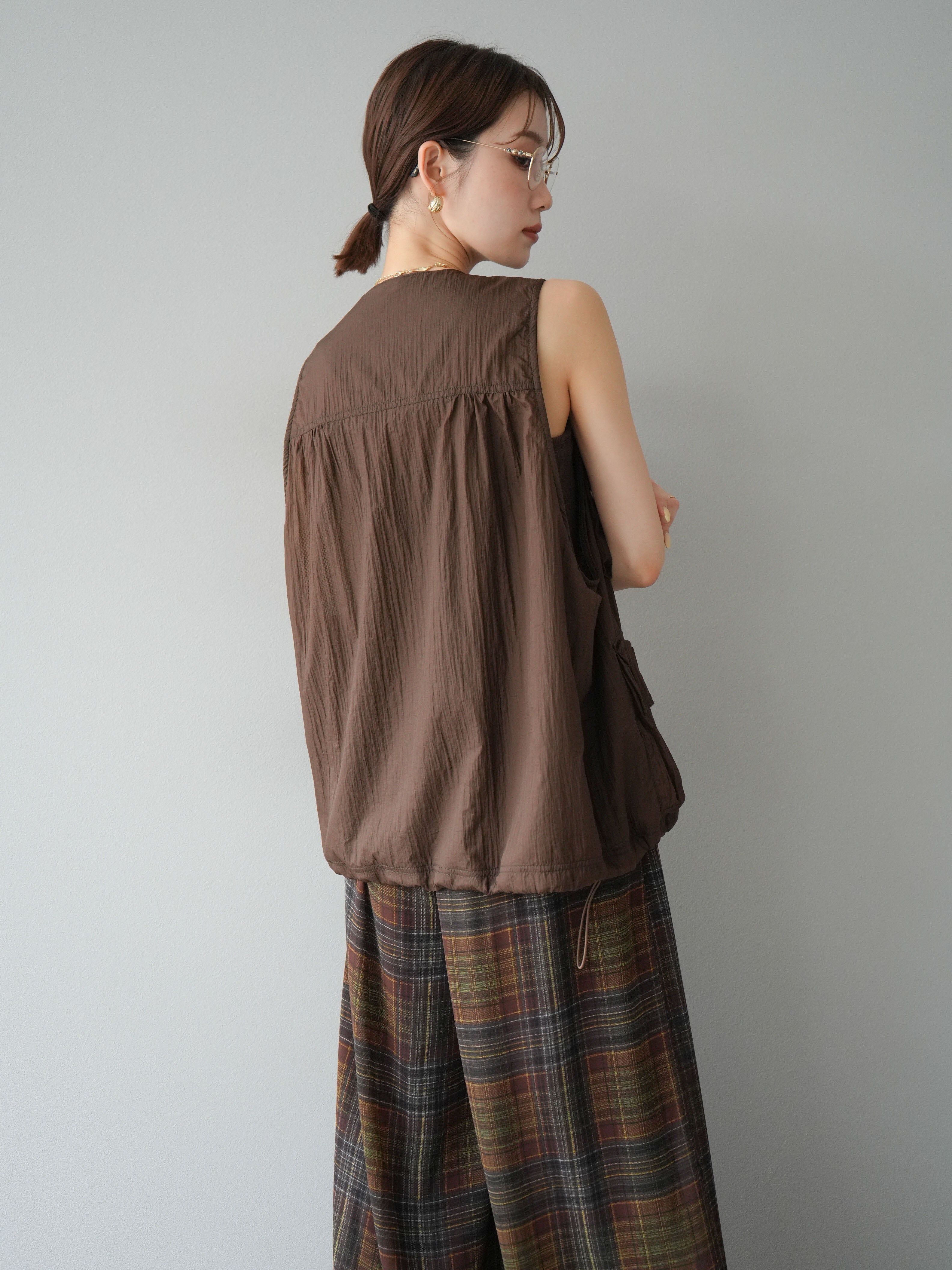 予約]ナイロンBIGポケットシアーベスト/ブラウン – Lumier