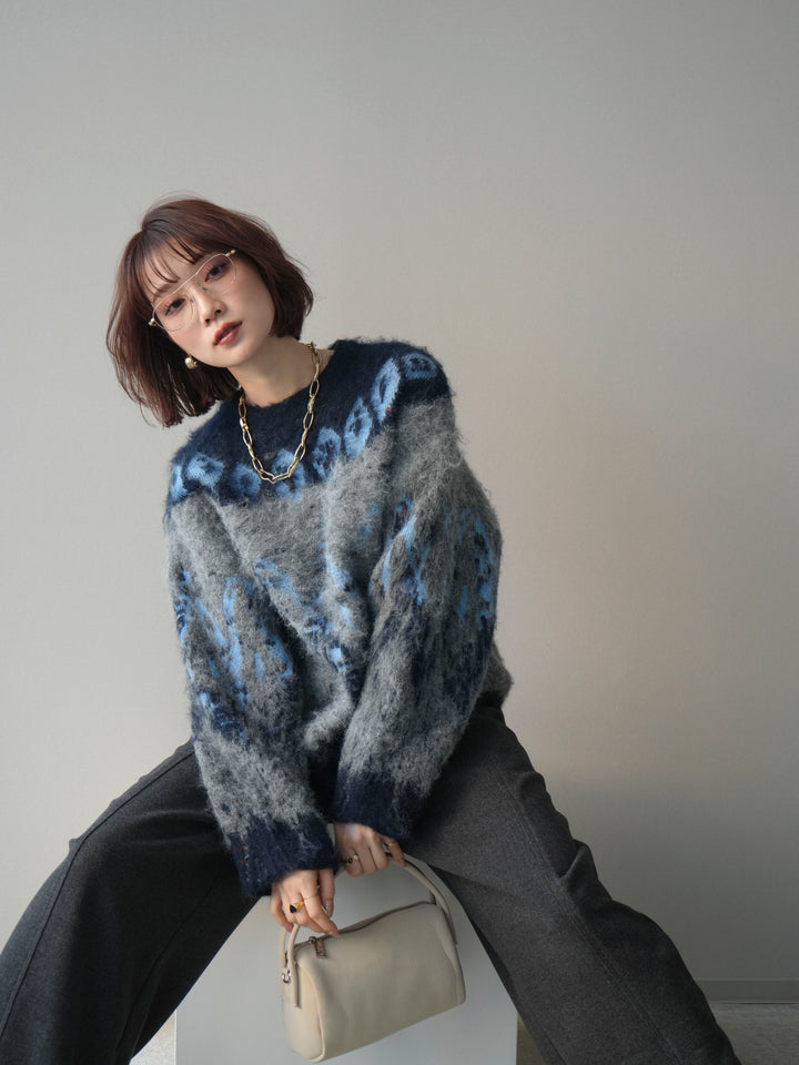 [SET]シャギーニュアンス柄ニットプルオーバー+選べるアクセセット(2set)