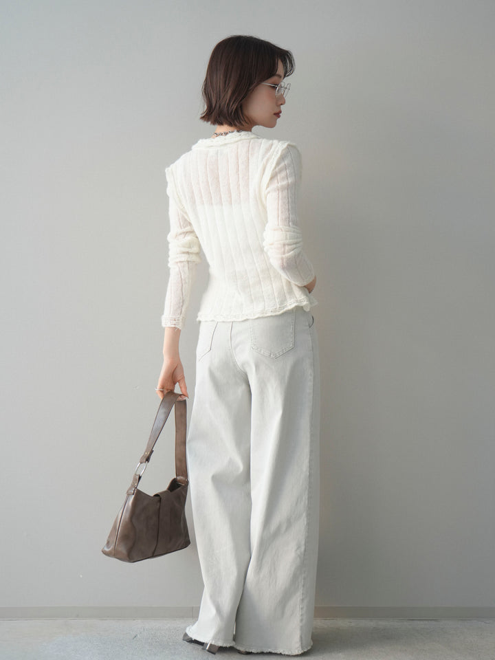 [予約]センターステッチストレッチカットオフデニムパンツ/gray