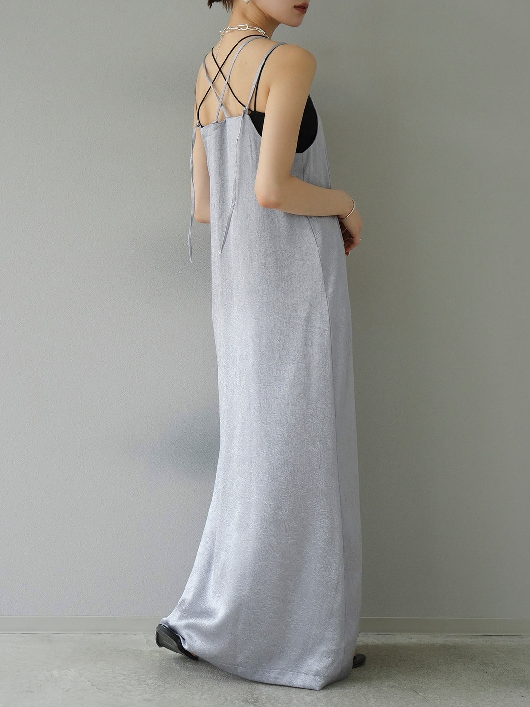 [Pre-order] Washer Satin Camisole Dress/Silver