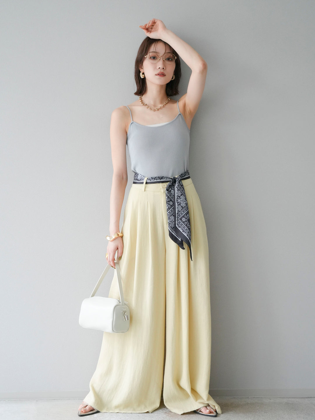 [予約]レーヨンニットキャミソール/グレー