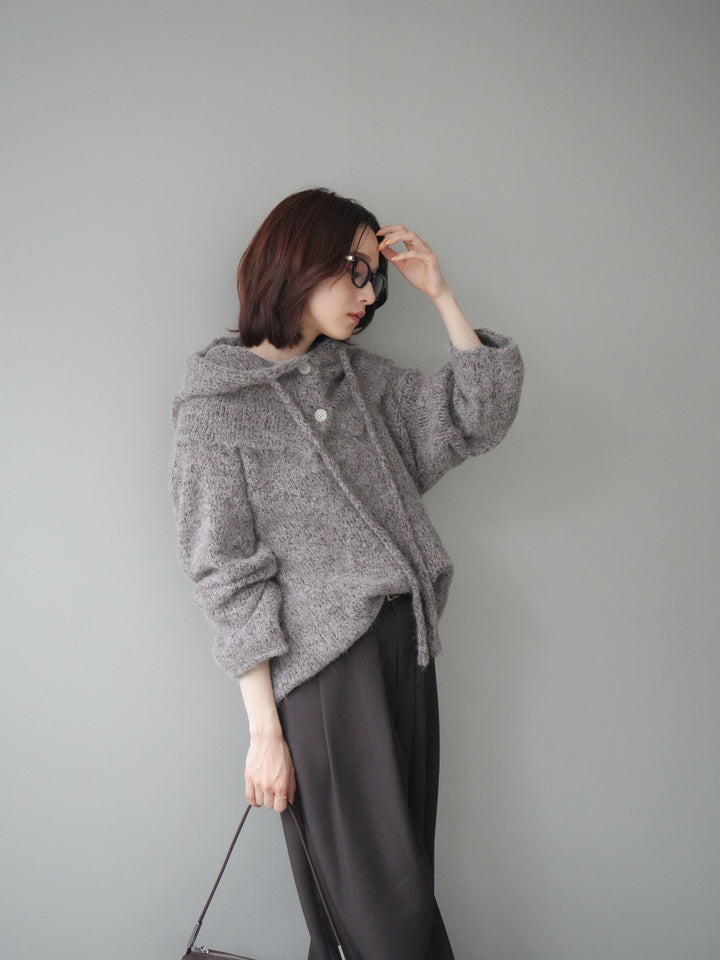 [SET]バラクラバSETニットプルオーバー+ベルトループデザインワイドパンツ(2set)