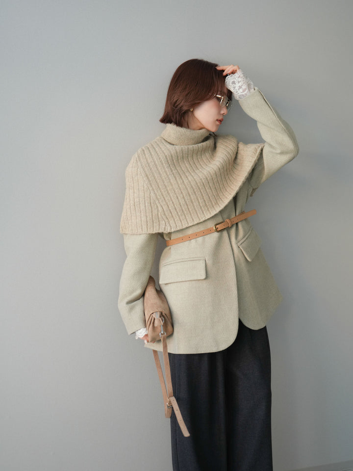 [20%オフ]ケープ付ノーカラージャケット/ivory