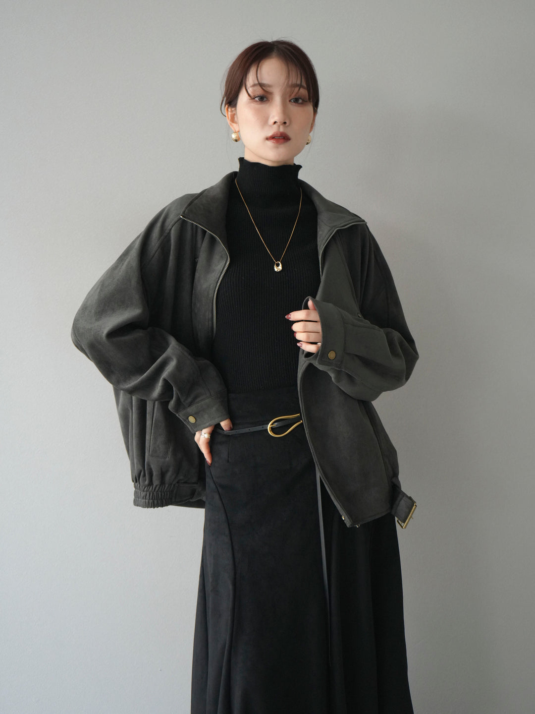 [予約]スエードライダースミドルジャケット/black