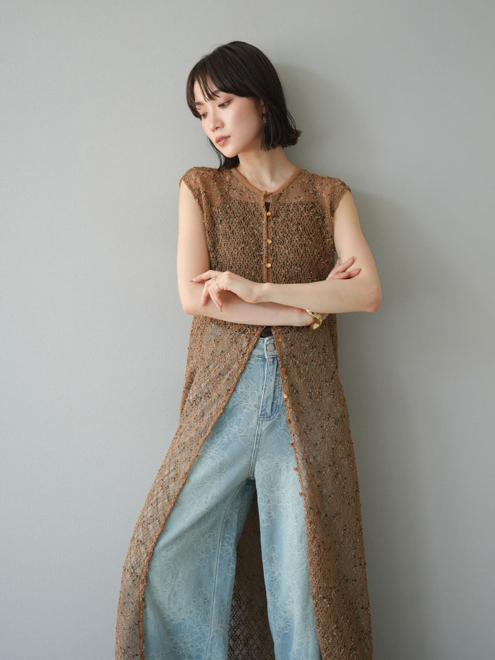 [予約]2WAYネップメッシュワンピース/ブラウン