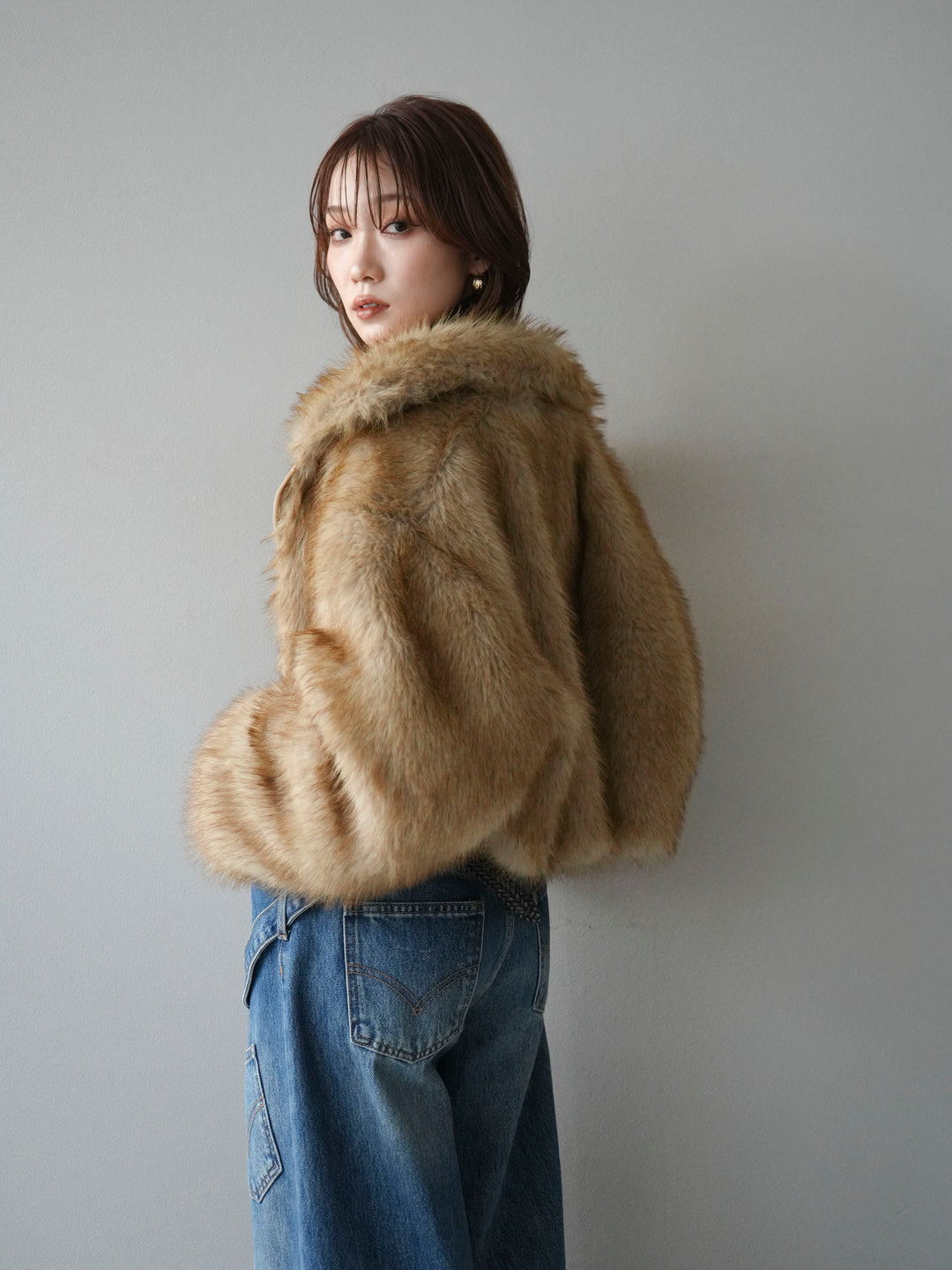 [予約]フェイクファーショートZIPジャケット/mix