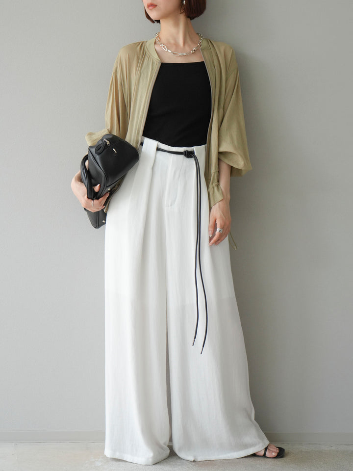 [予約]ロープデザインベルトリネンタッチワイドパンツ/オフ