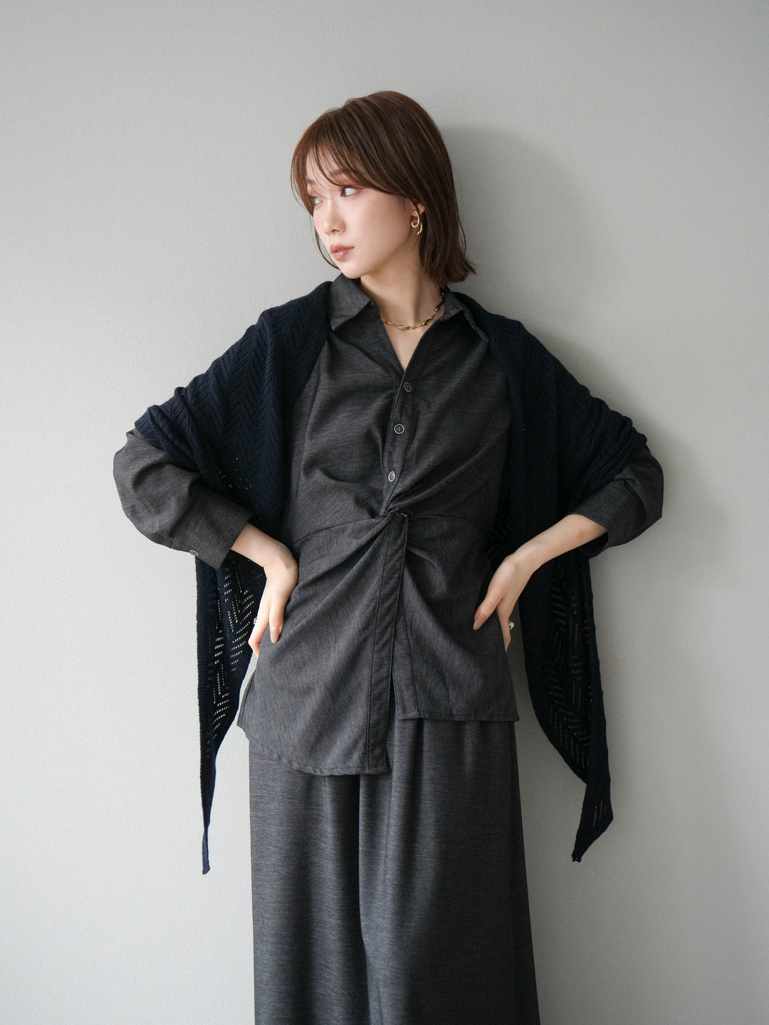 [SET]ツイストデザインシャツ＆スカートSET UP