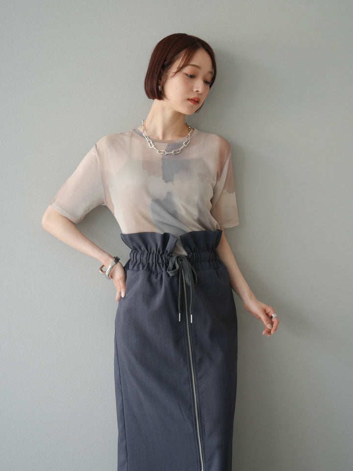 [套裝] 水彩藝術透視T卹 + Heather Ester 褶皺拉鍊裙 (2套)