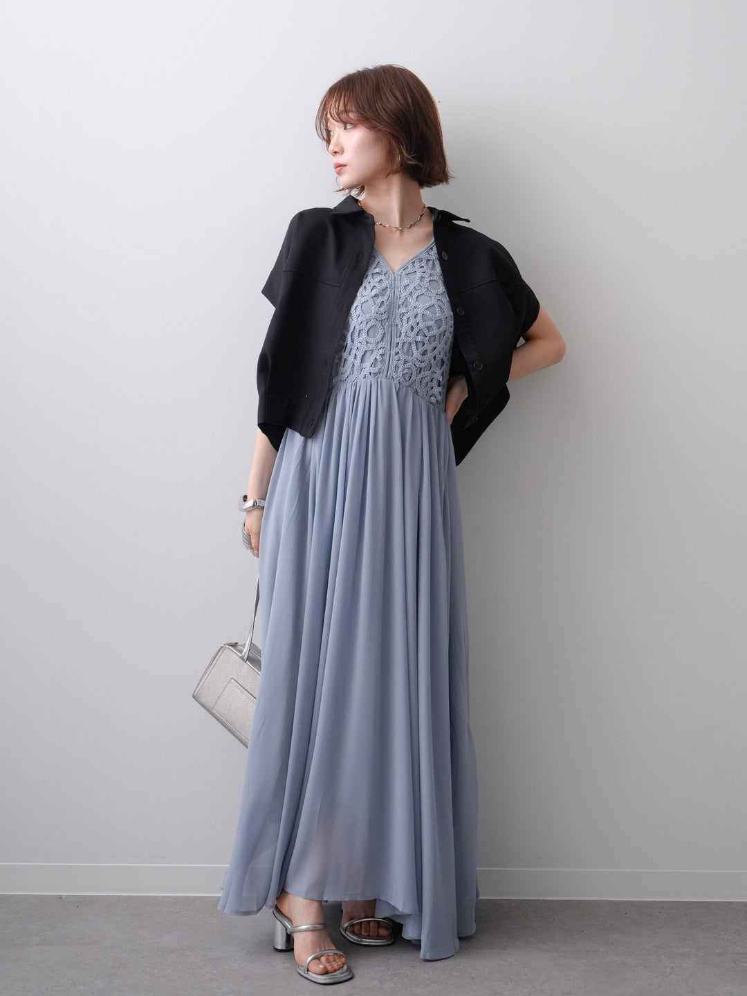 [SET]クロシェシフォンキャミワンピース+クロシェシフォンキャミワンピース(2set)
