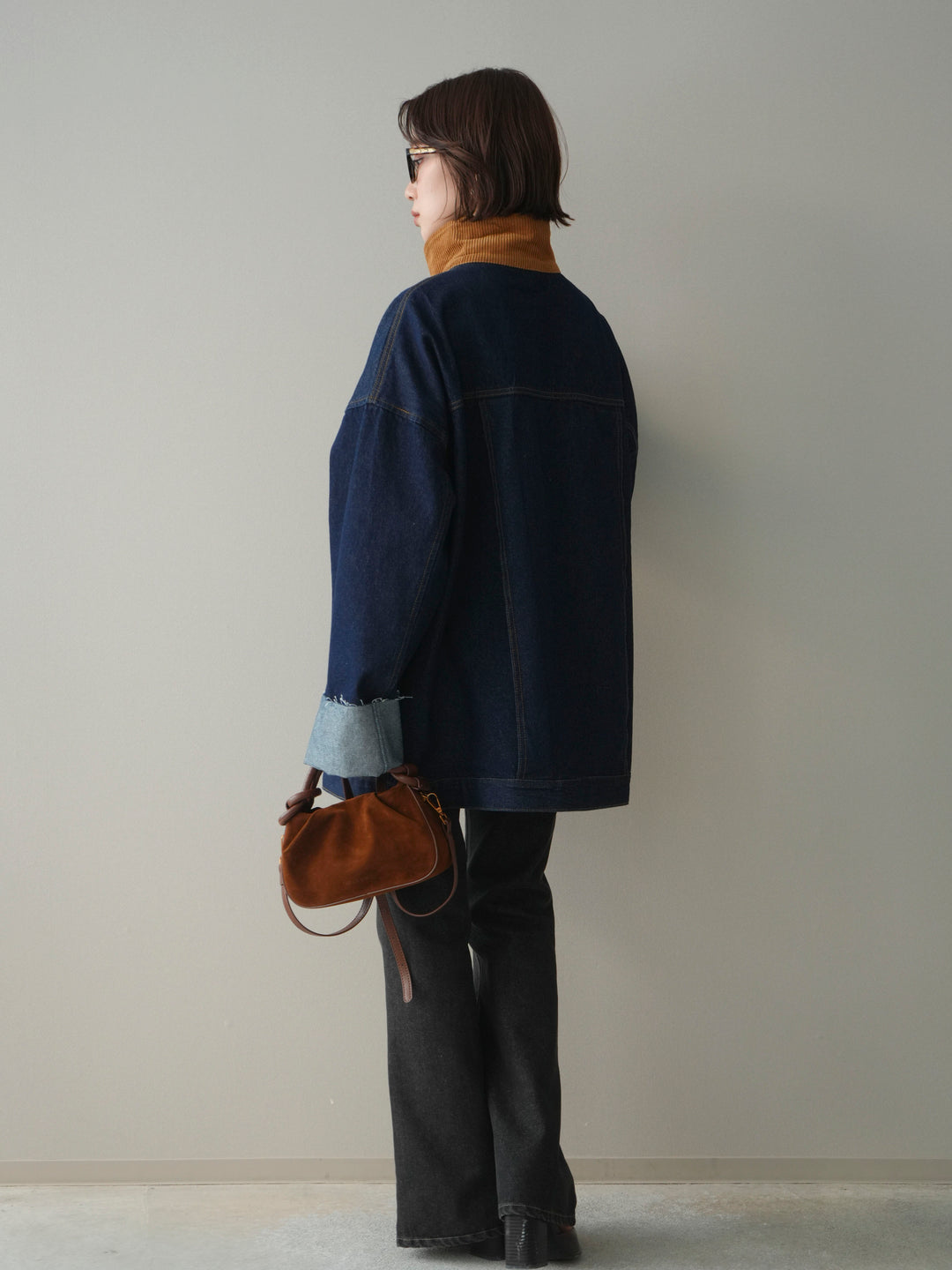 [SET]コーデュロイ×デニムミドルジャケット+フレアデニムパンツ(2set)