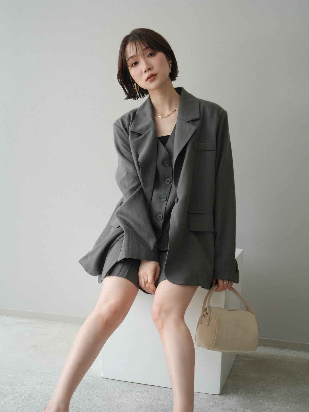 [予約]リネンタッチオーバージャケット/khaki