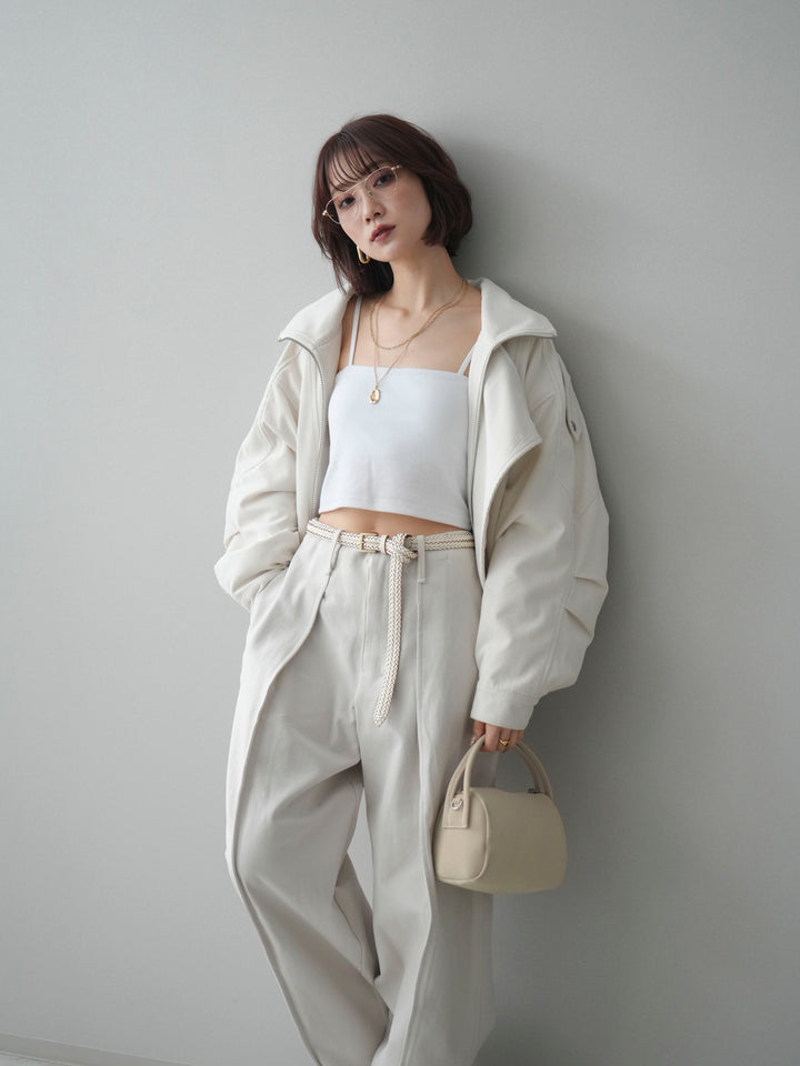 [予約]コーデュロイライダース裾レースブルゾン/offwhite