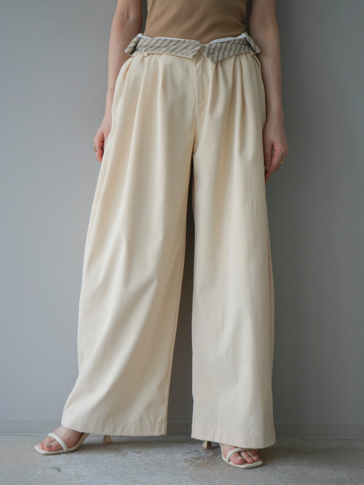 [予約]タックデザインワイドパンツ/アイボリー