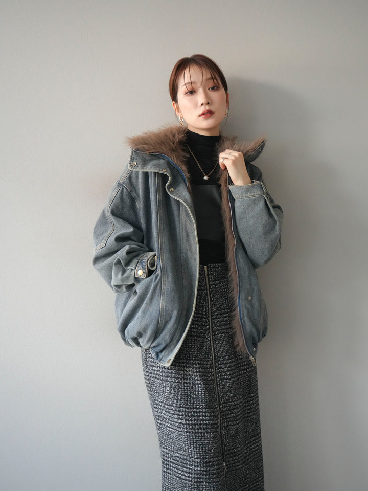 [SET]デニムxファーブルゾン+選べるアクセセット(2set)