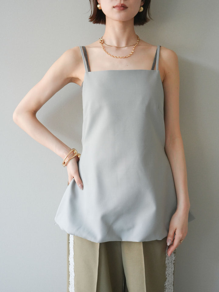 [SET]バックリボンバルーンチュニックキャミ+サイドレースポンチワイドパンツ(2set)