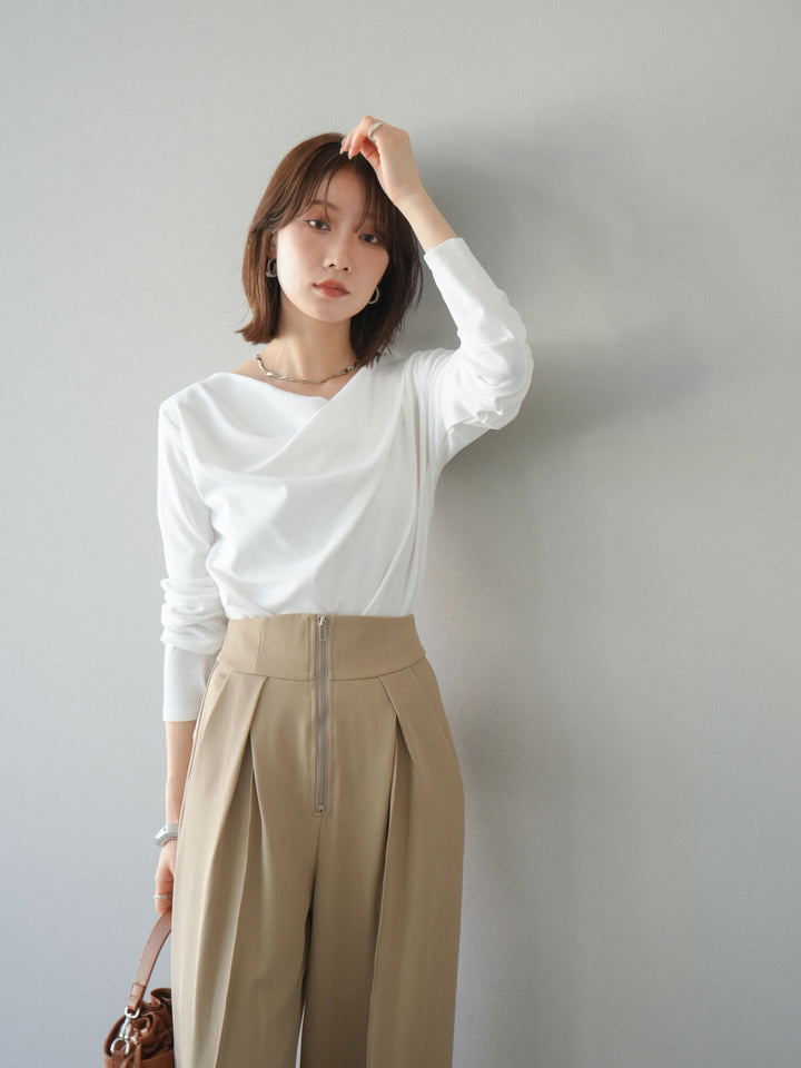 [予約]ドレープデザインカットソー/オフ