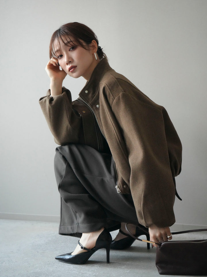 [予約]タックデザインジップブルゾン/brown