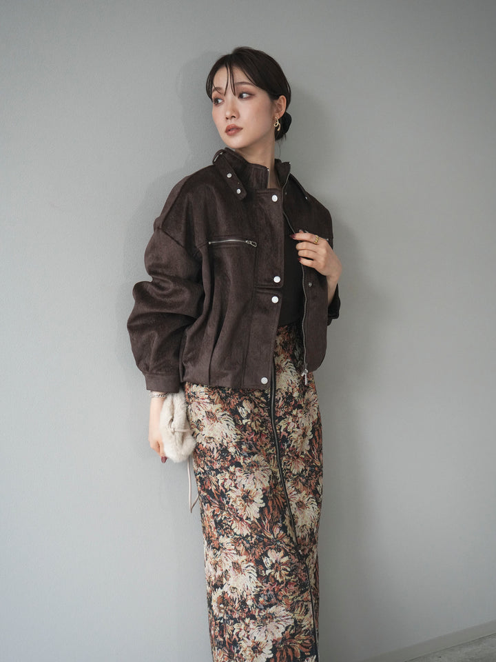 [予約]スエードジップデザインブルゾン/brown
