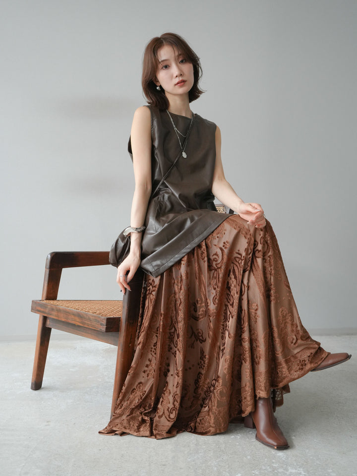 [予約]ショルダーポーチ付レザーミニワンピース/ブラウン