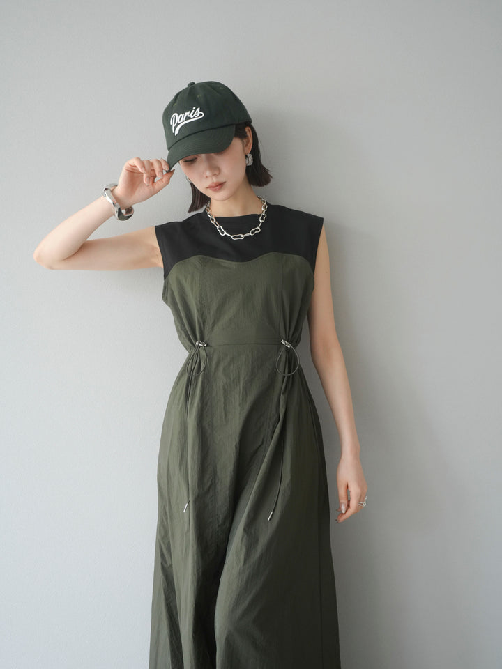 [SET] 剪裁對接尼龍洋裝 + 可選飾品套裝 (2 套)