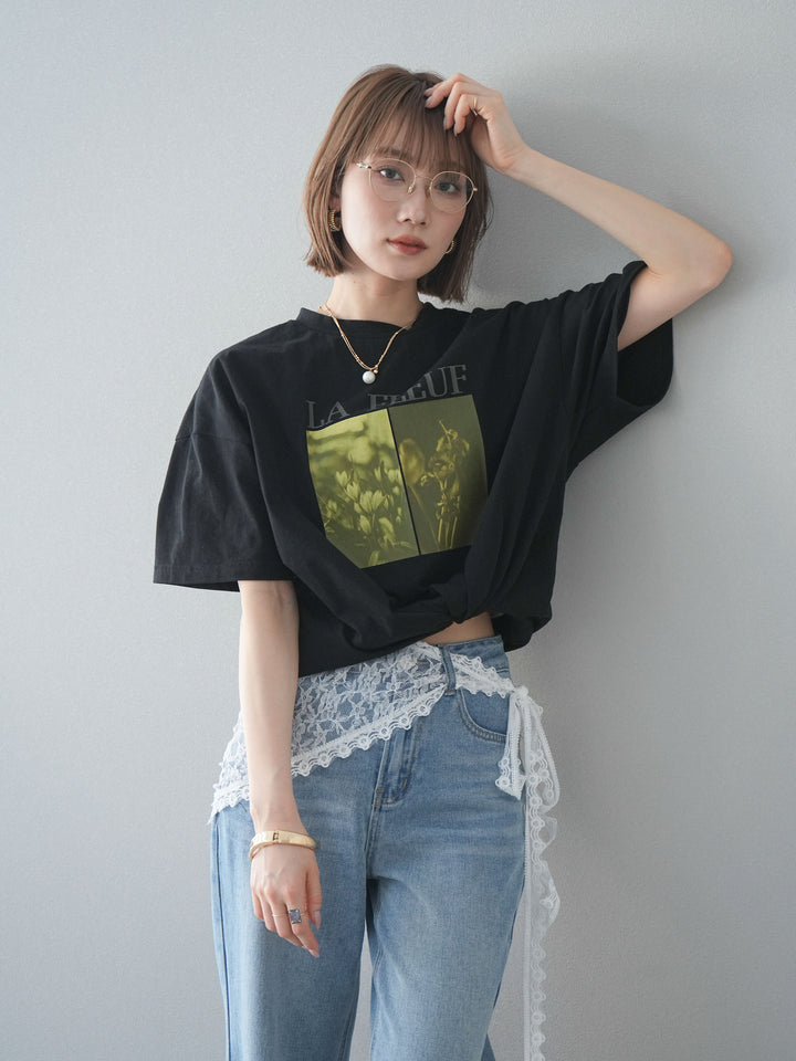 [予約]カラープリントビッグTシャツ/ブラック2