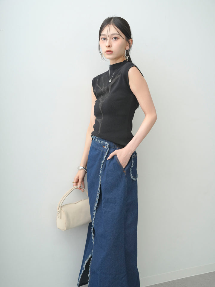 [予約]ビッグフラワーフレンチニットトップス/black