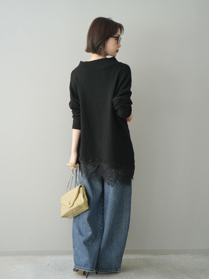 [予約]ダメージデニムセミワイドパンツ/blue