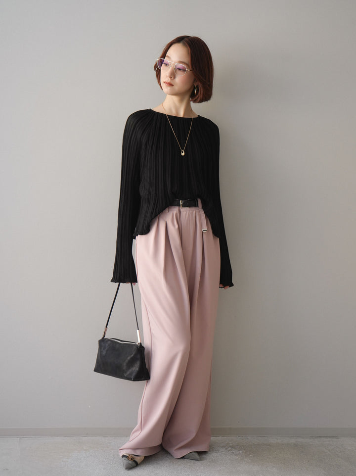[予約]ベルト付キーホルダーモチーフワイドパンツ/pink