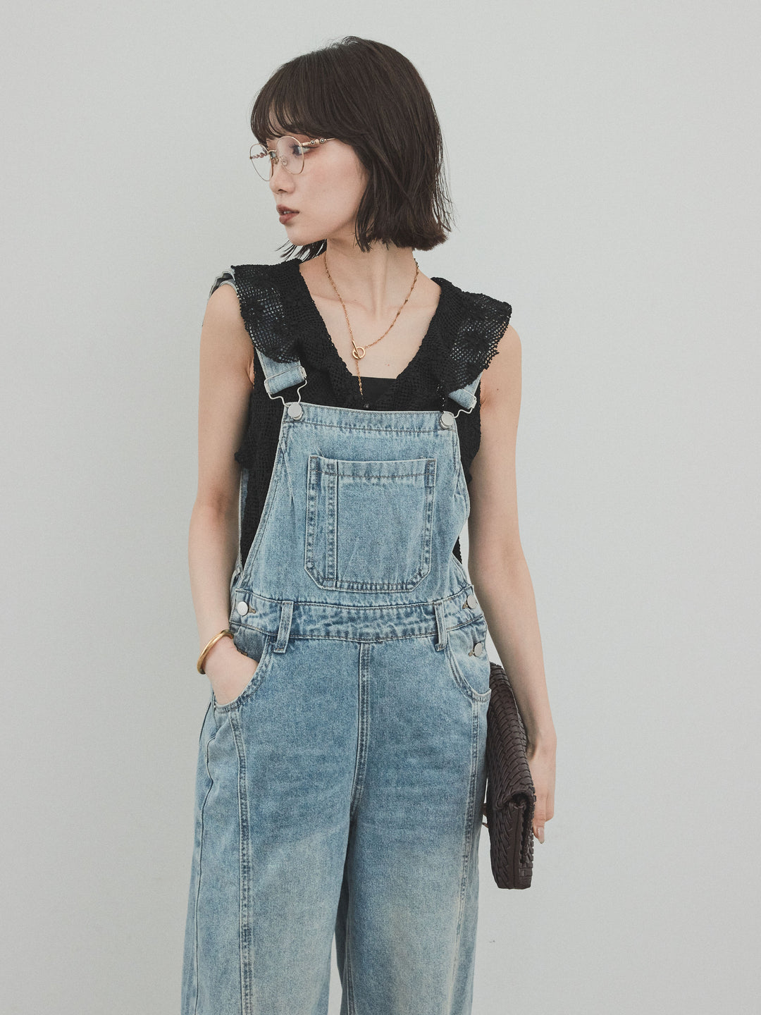 [套裝] 帶紗荷葉邊無袖上衣 + 帶紗荷葉邊無袖上衣 (2套)