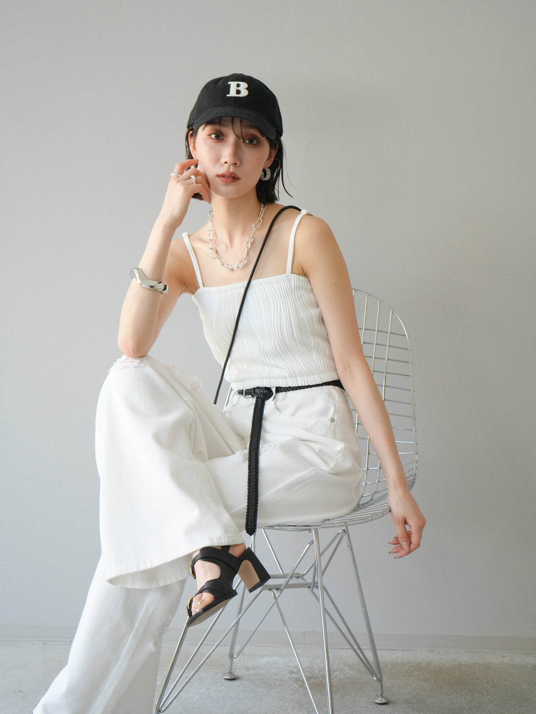 [預購]波浪滾邊杯裸色吊帶背心/可脫