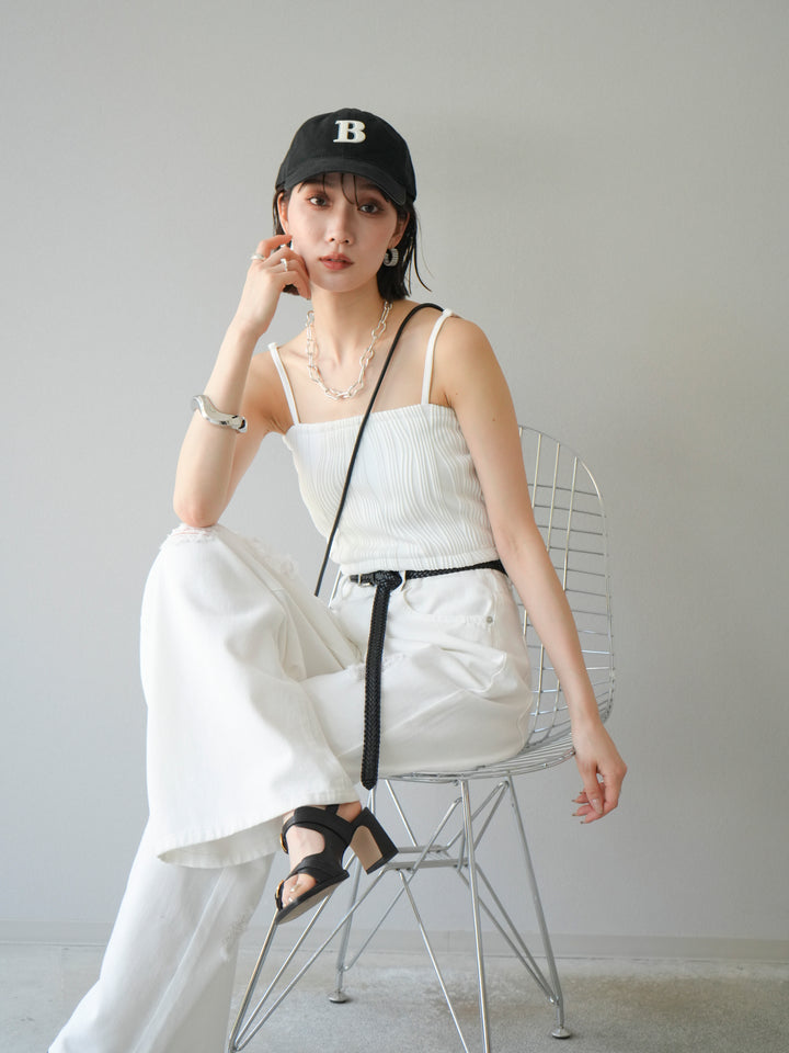 [預購]波浪滾邊杯裸色吊帶背心/可脫