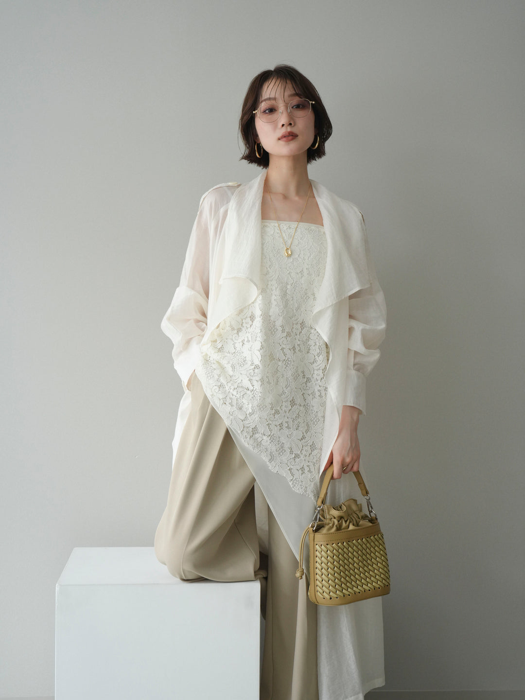 [予約]シアートレンチロングコート/ivory