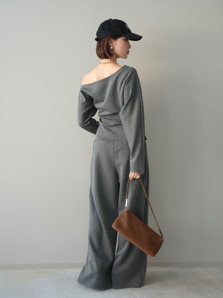 [SET]ライトポンチワンショルタックトップス＆パンツSETUP