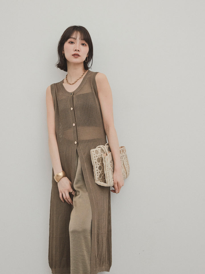 [套裝] 什錦紐扣針織長背心 + 什錦紐扣針織長背心 (2套)
