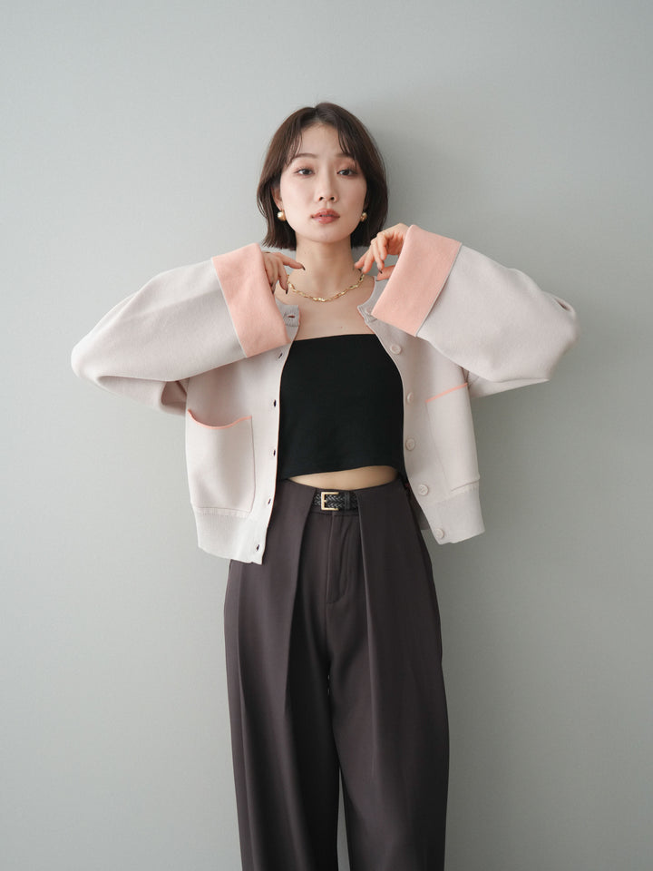 [予約]レーヨンポリダブルフェイスニットカーディガン/beige