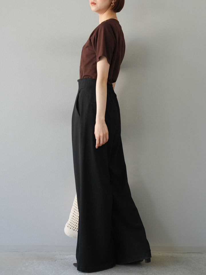 [SET]ビスチェデザインTシャツ+ジップタックワイドパンツ(2set)