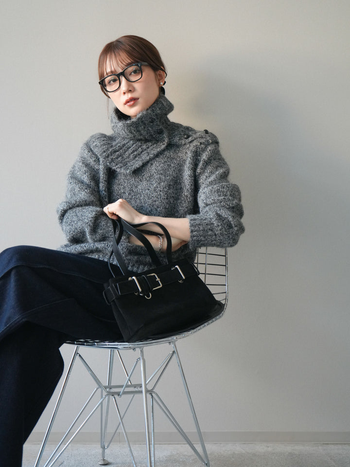 [予約]ネック付MIXニットアンサンブル/gray