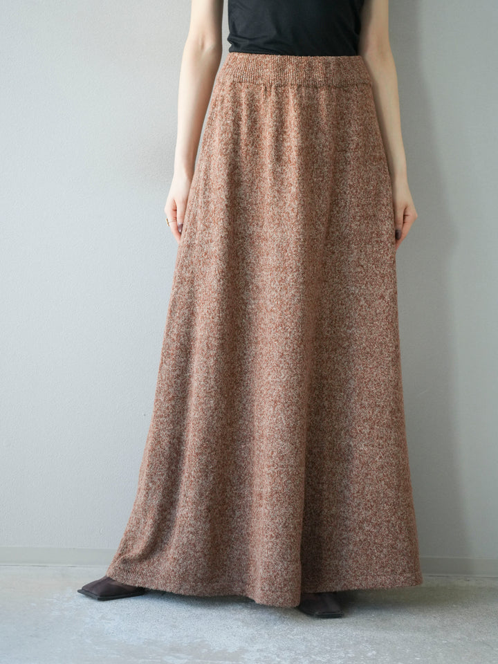 [予約]ミックスヤーンニットスカート/オレンジ