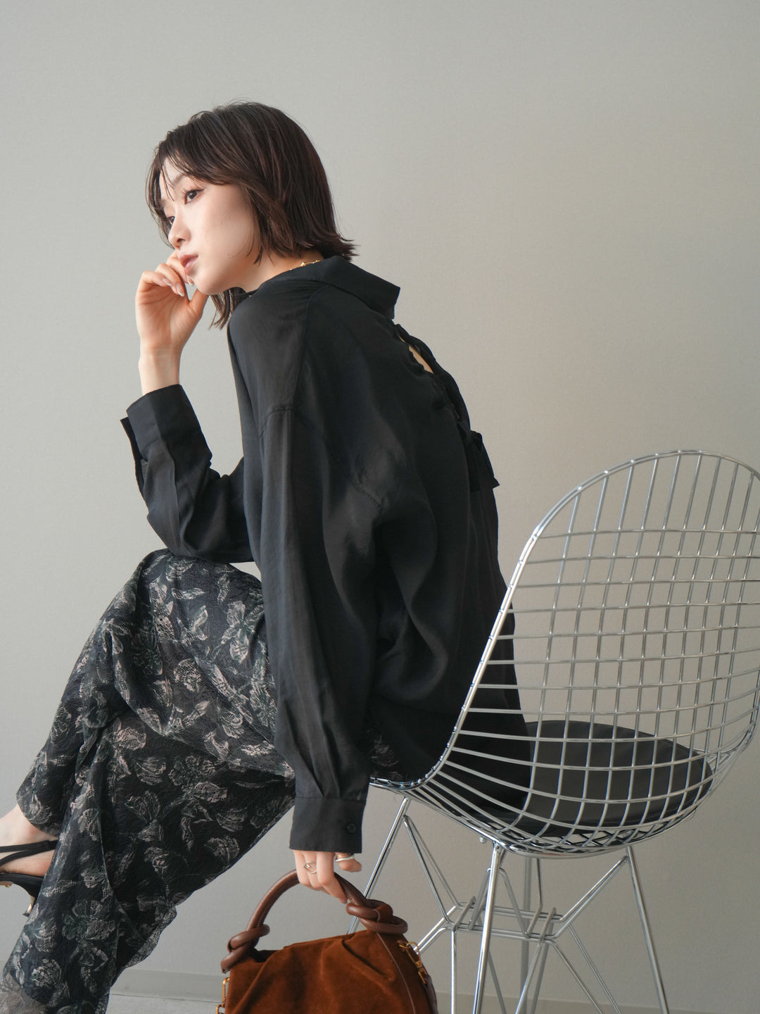 [予約]バックデザインシアーシャツ/black